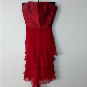 Kensie Strapless Red Ruffle Dress